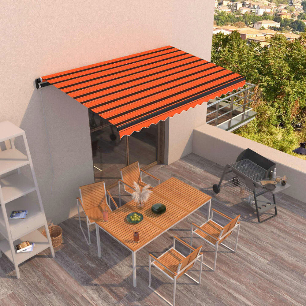 vidaXL Markis manuellt infällbar 450x350 cm orange och brun