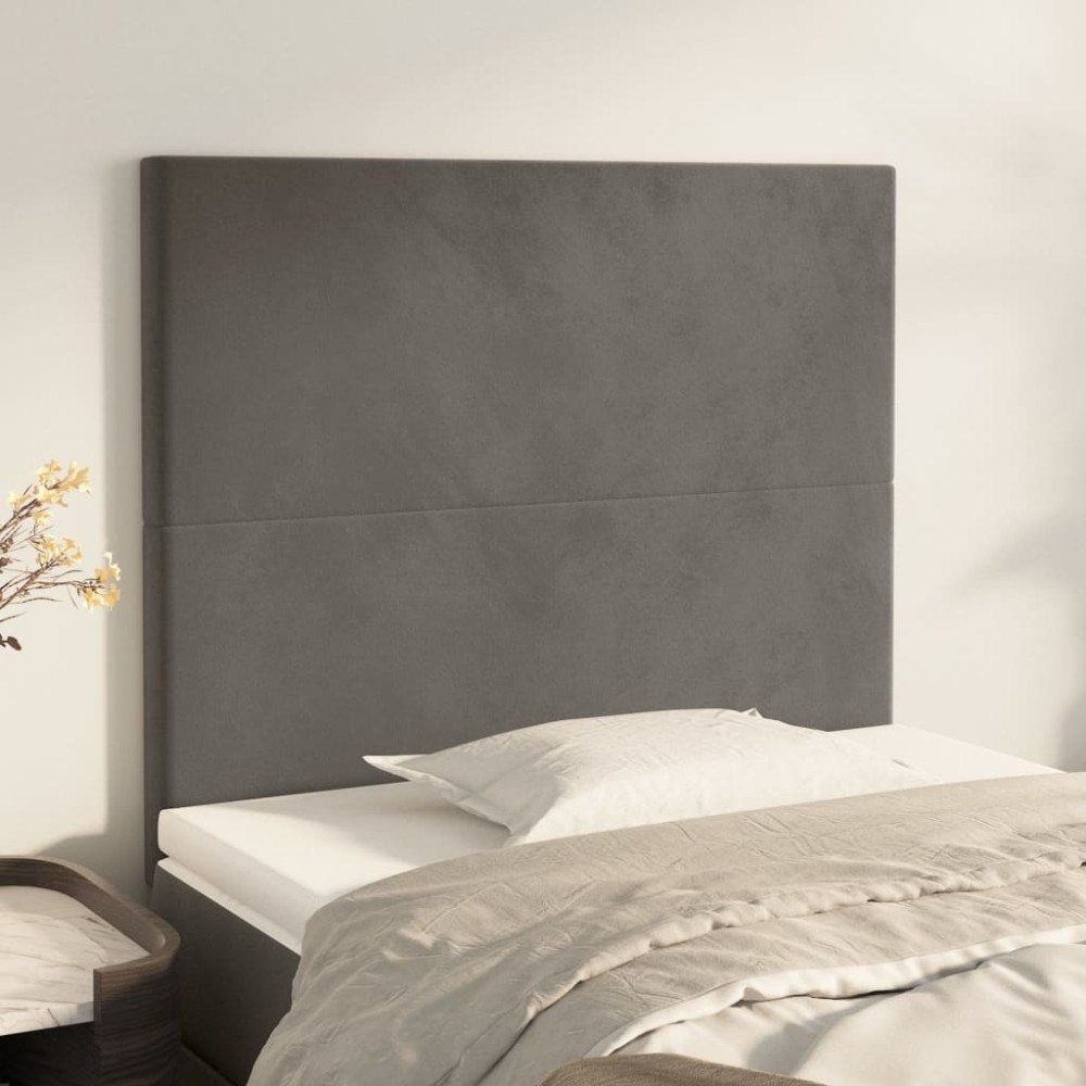vidaXL Sänggavel mörkgrå 90x5x118/128 cm sammet