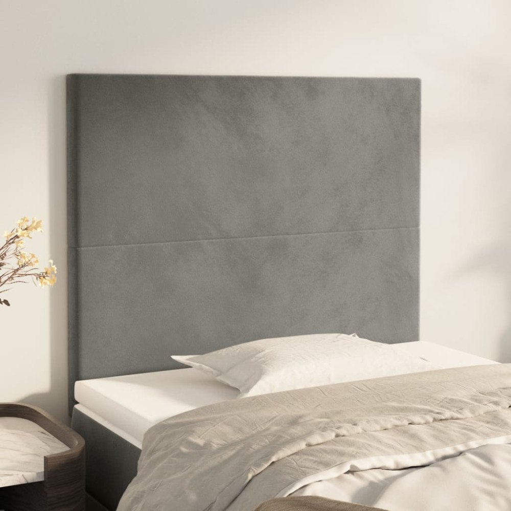vidaXL Sänggavel ljusgrå 100x5x118/128 cm sammet