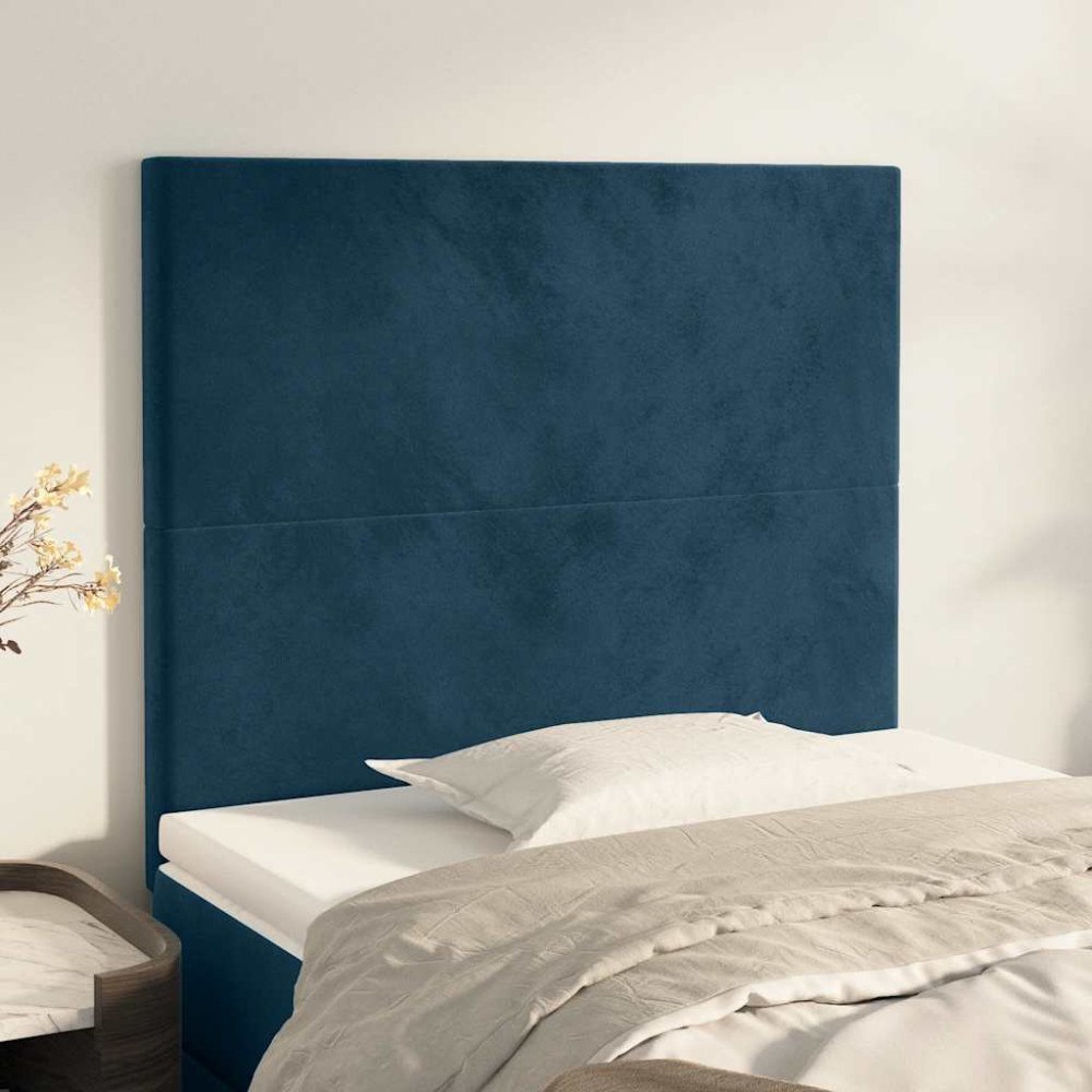 vidaXL Sänggavel mörkblå 100x5x118/128 cm sammet