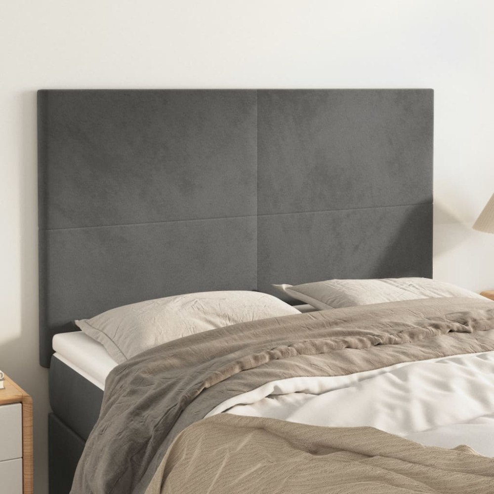 vidaXL Sänggavel mörkgrå 144x5x118/128 cm sammet