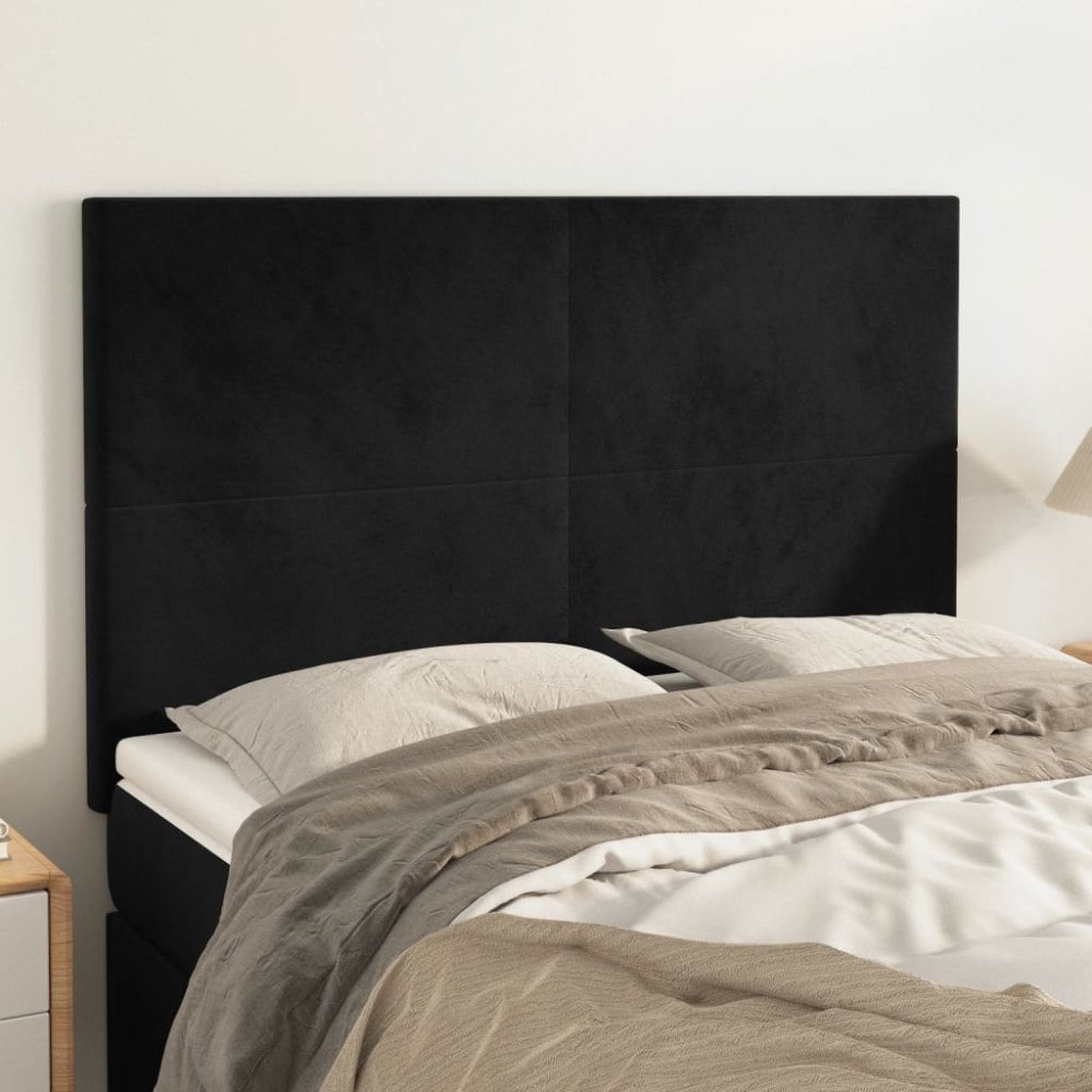 vidaXL Sänggavel svart 144x5x118/128 cm sammet