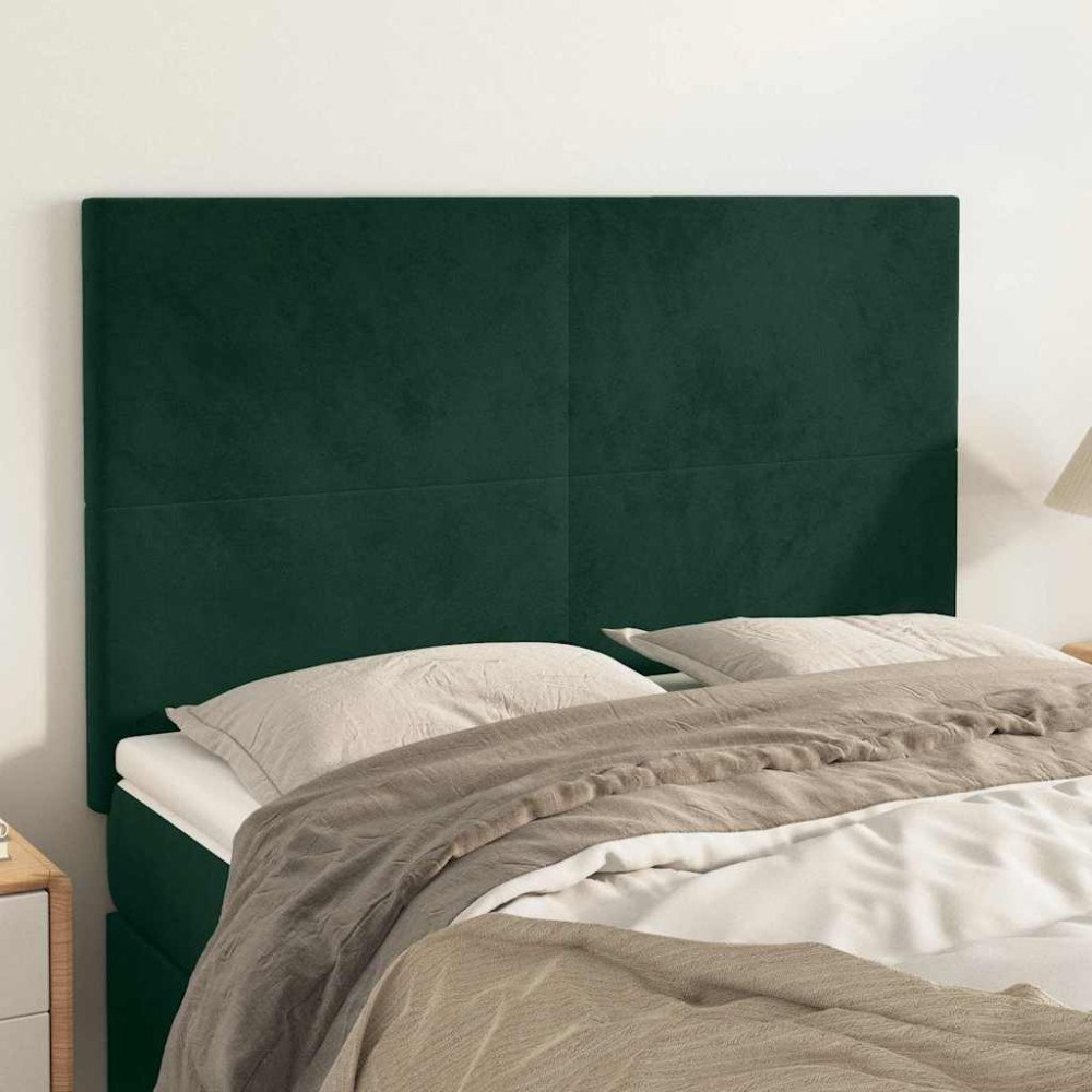 vidaXL Sänggavel mörkgrön 144x5x118/128 cm sammet