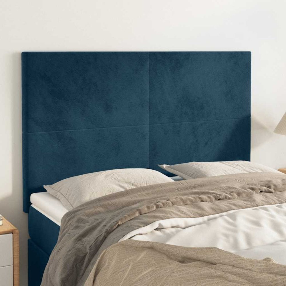 vidaXL Sänggavel mörkblå 144x5x118/128 cm sammet