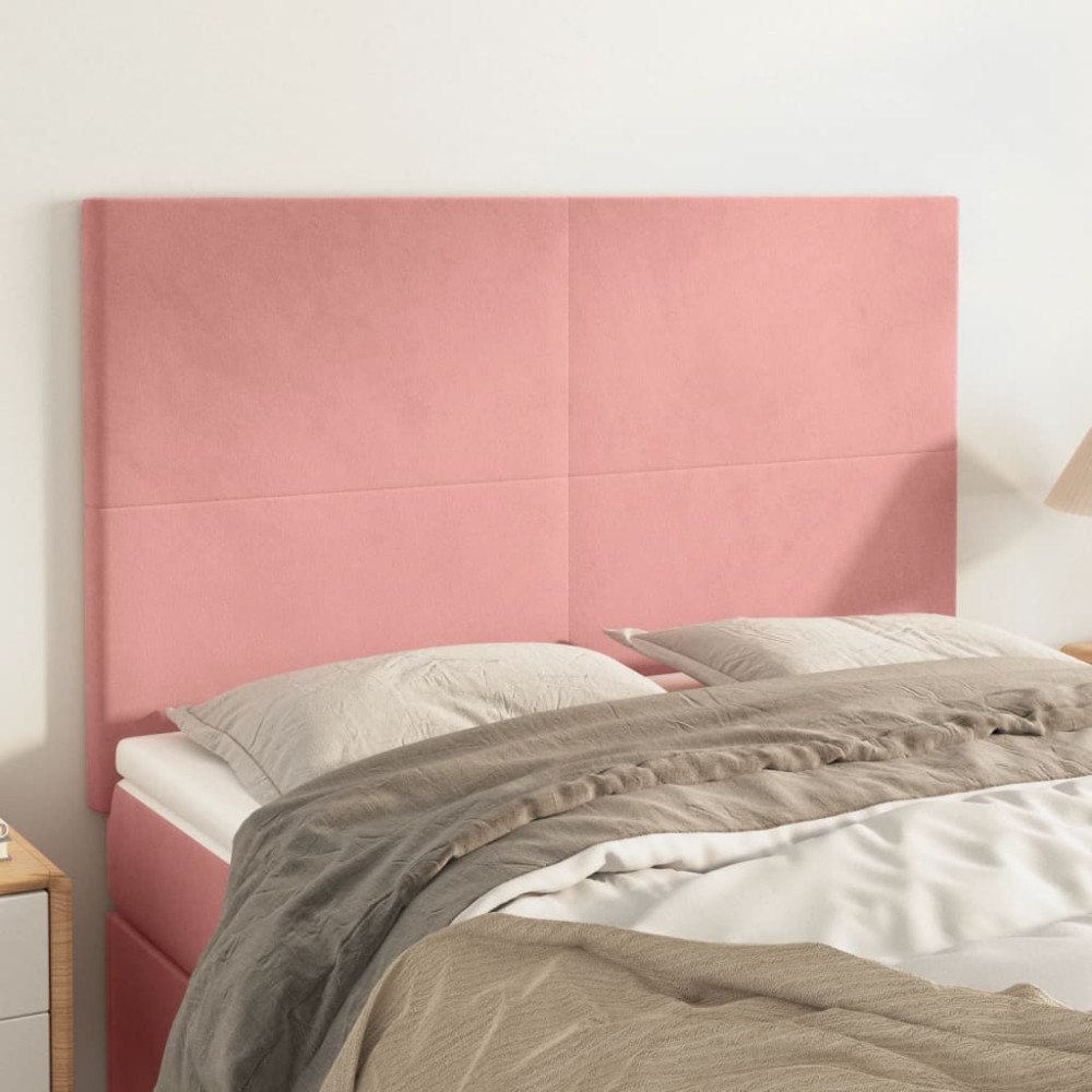 vidaXL Sänggavel rosa 144x5x118/128 cm sammet