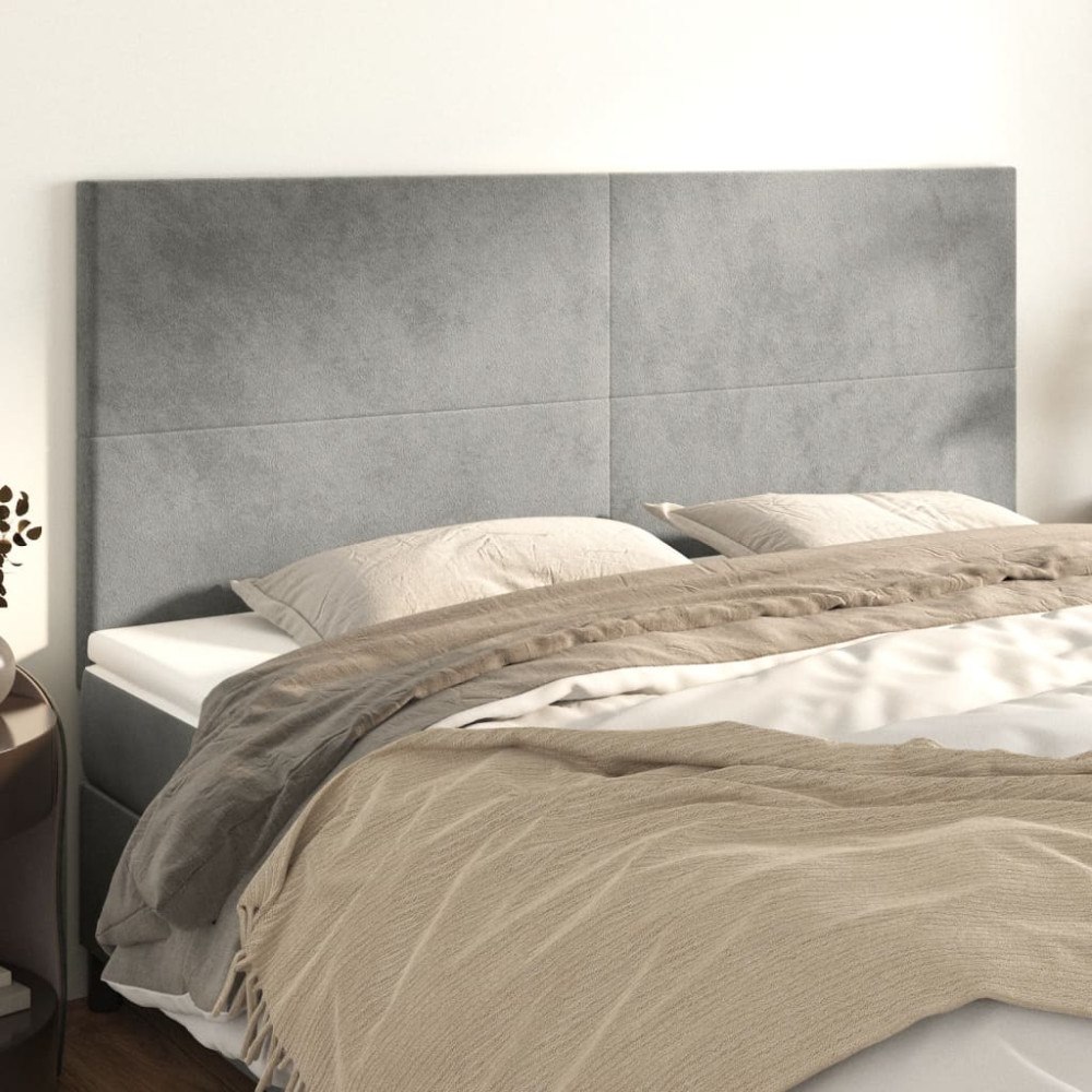 vidaXL Sänggavel ljusgrå 160x5x118/128 cm sammet