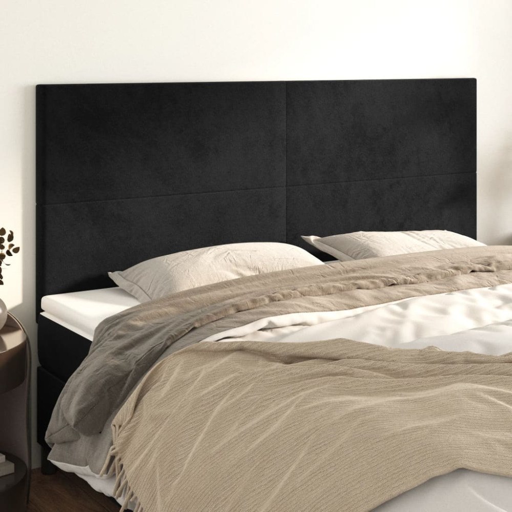 vidaXL Sänggavel svart 180x5x118/128 cm sammet