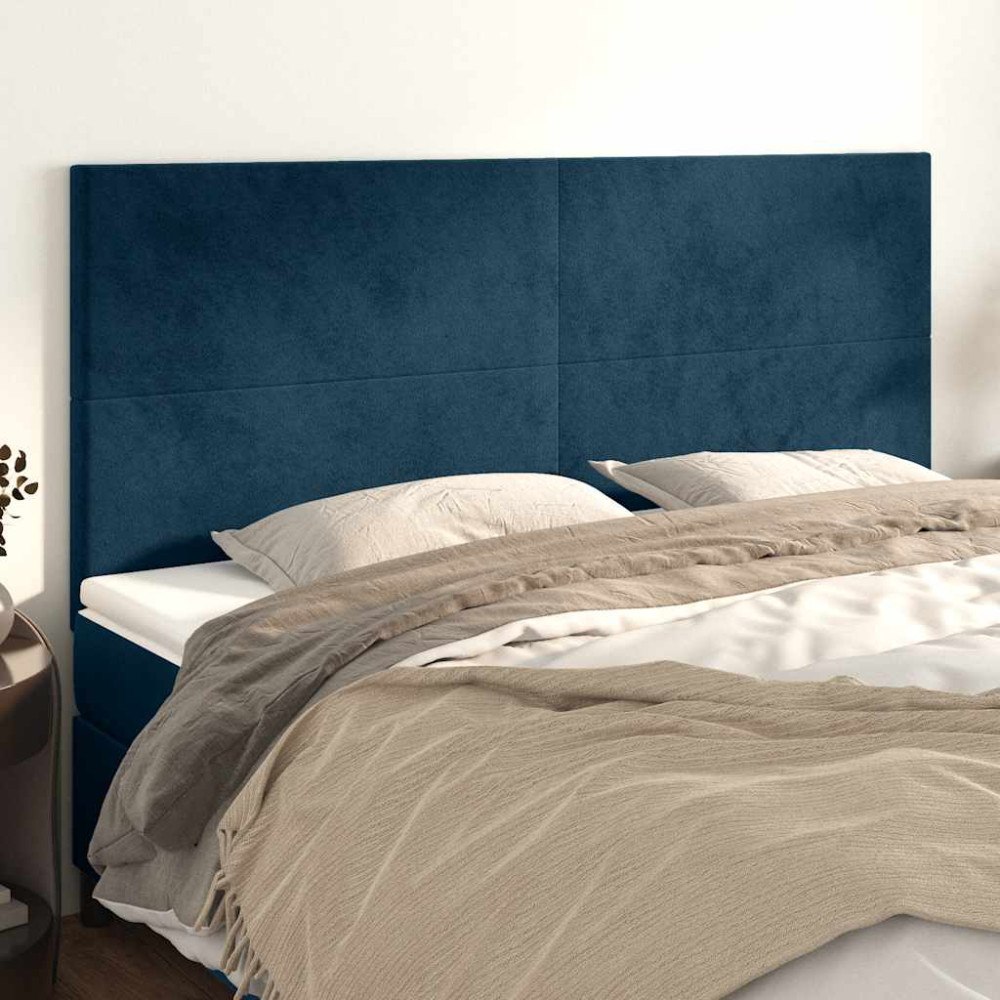 vidaXL Sänggavel mörkblå 180x5x118/128 cm sammet