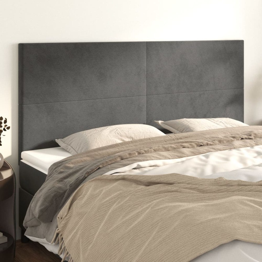 vidaXL Sänggavel mörkgrå 200x5x118/128 cm sammet