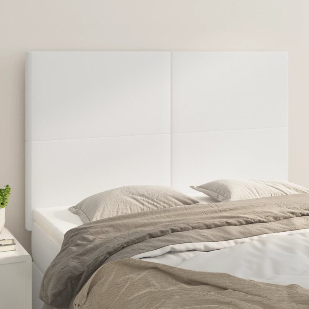 vidaXL Huvudgavel vit 144x5x118/128 cm konstläder