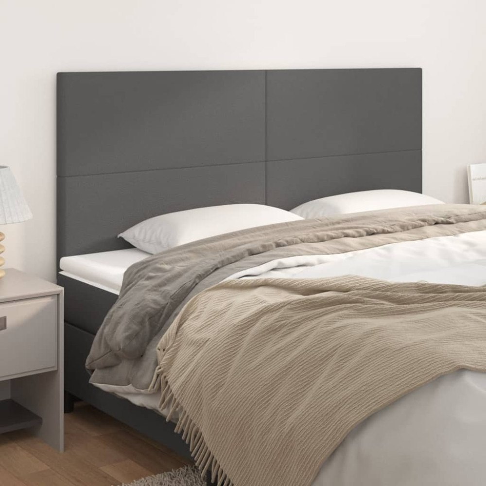 vidaXL Sänggavel grå 180x5x118/128 cm konstläder