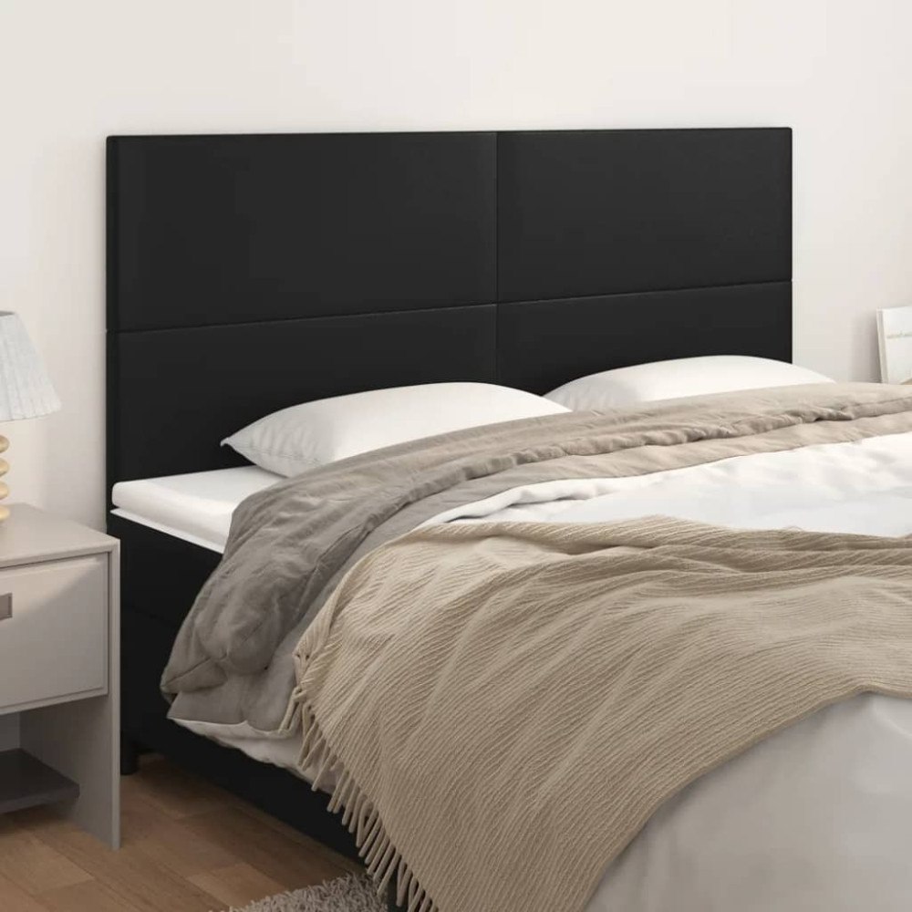 vidaXL Huvudgavel svart 200x5x118/128 cm konstläder