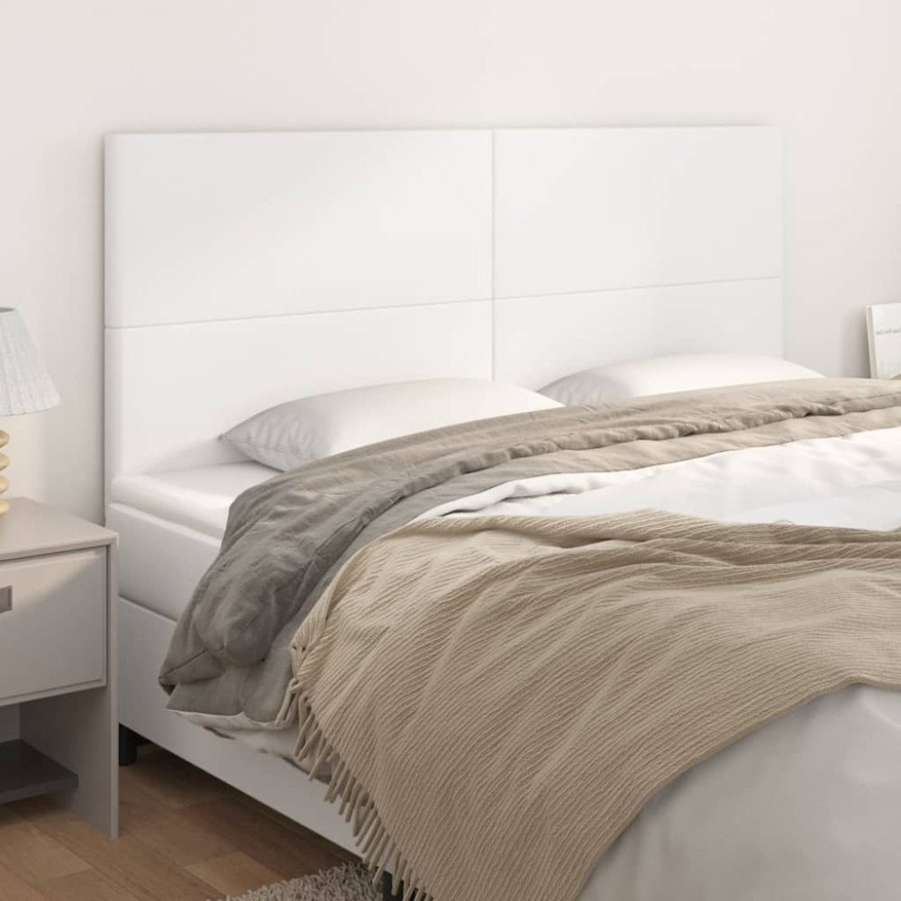 vidaXL Sänggavel vit 200x5x118/128 cm konstläder