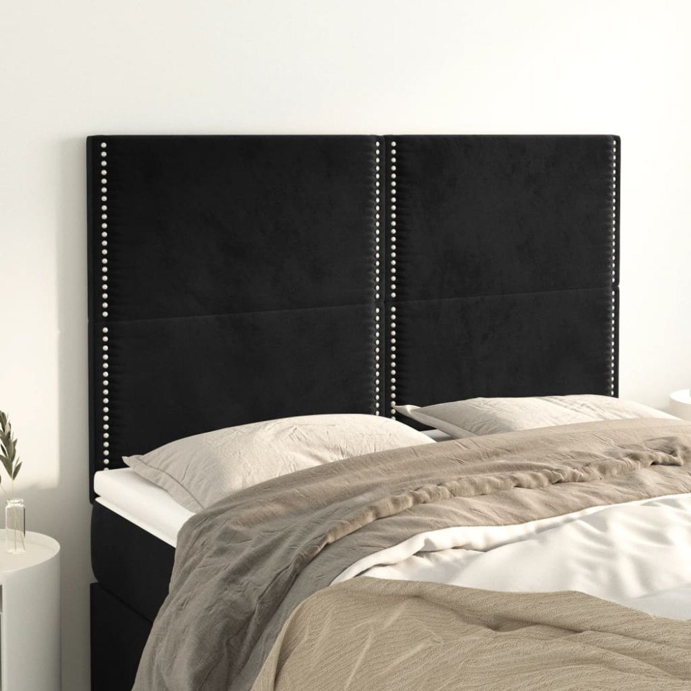 vidaXL Sänggavel svart 144x5x118/128 cm sammet