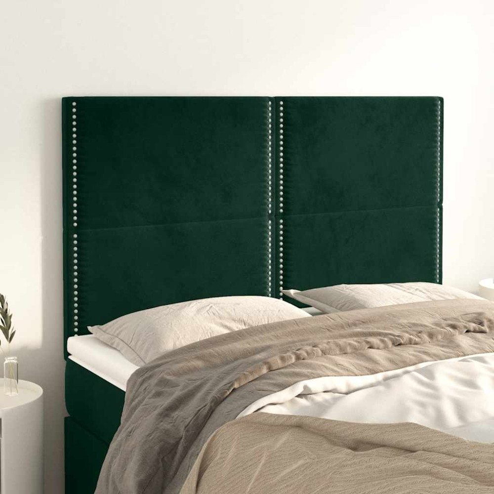 vidaXL Sänggavel mörkgrön 144x5x118/128 cm sammet