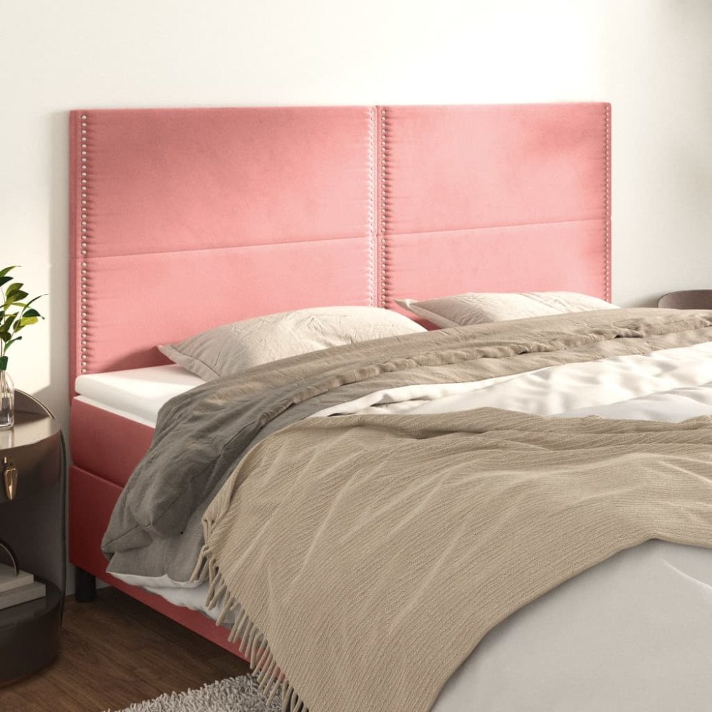 vidaXL Sänggavel rosa 160x5x118/128 cm sammet