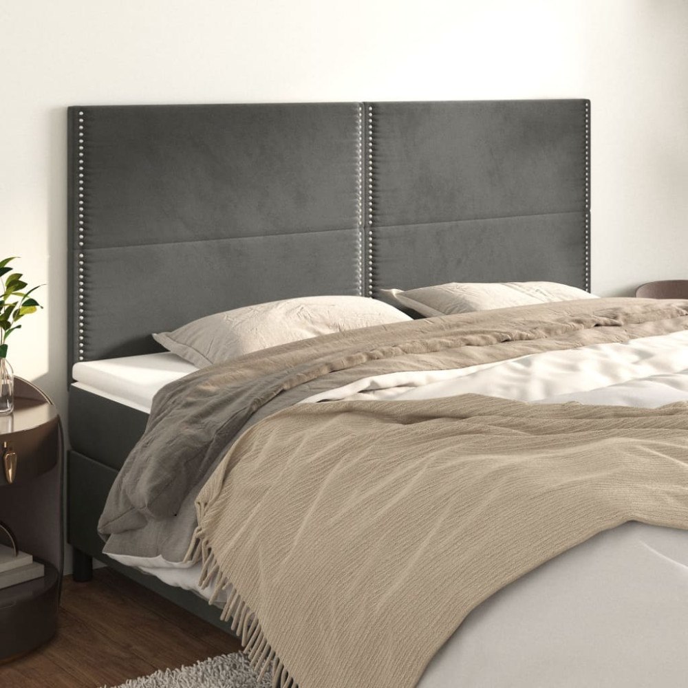 vidaXL Sänggavel mörkgrå 200x5x118/128 cm sammet