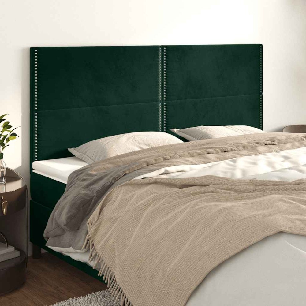 vidaXL Sänggavel mörkgrön 200x5x118/128 cm sammet