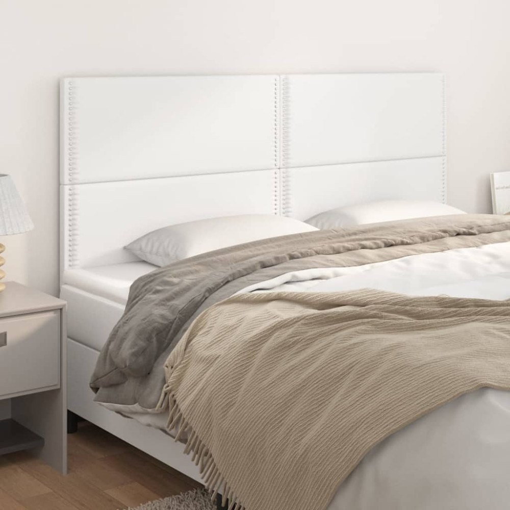 vidaXL Huvudgavel vit 160x5x118/128 cm konstläder