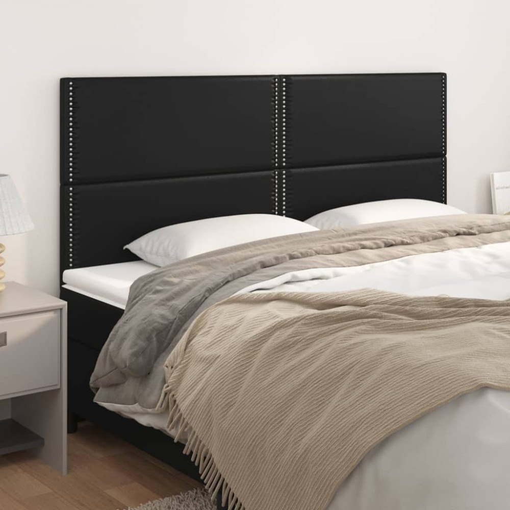 vidaXL Huvudgavel svart 200x5x118/128 cm konstläder