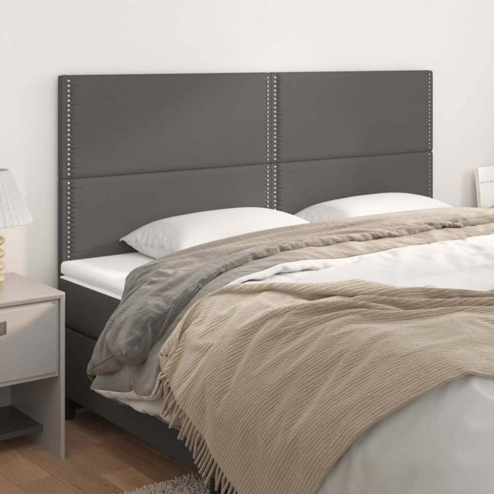 vidaXL Sänggavel grå 200x5x118/128 cm konstläder