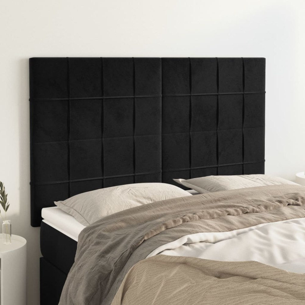 vidaXL Sänggavel svart 144x5x118/128 cm sammet