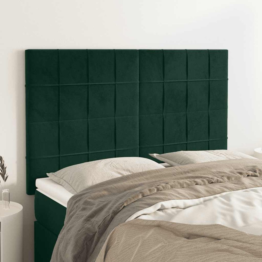 vidaXL Sänggavel mörkgrön 144x5x118/128 cm sammet