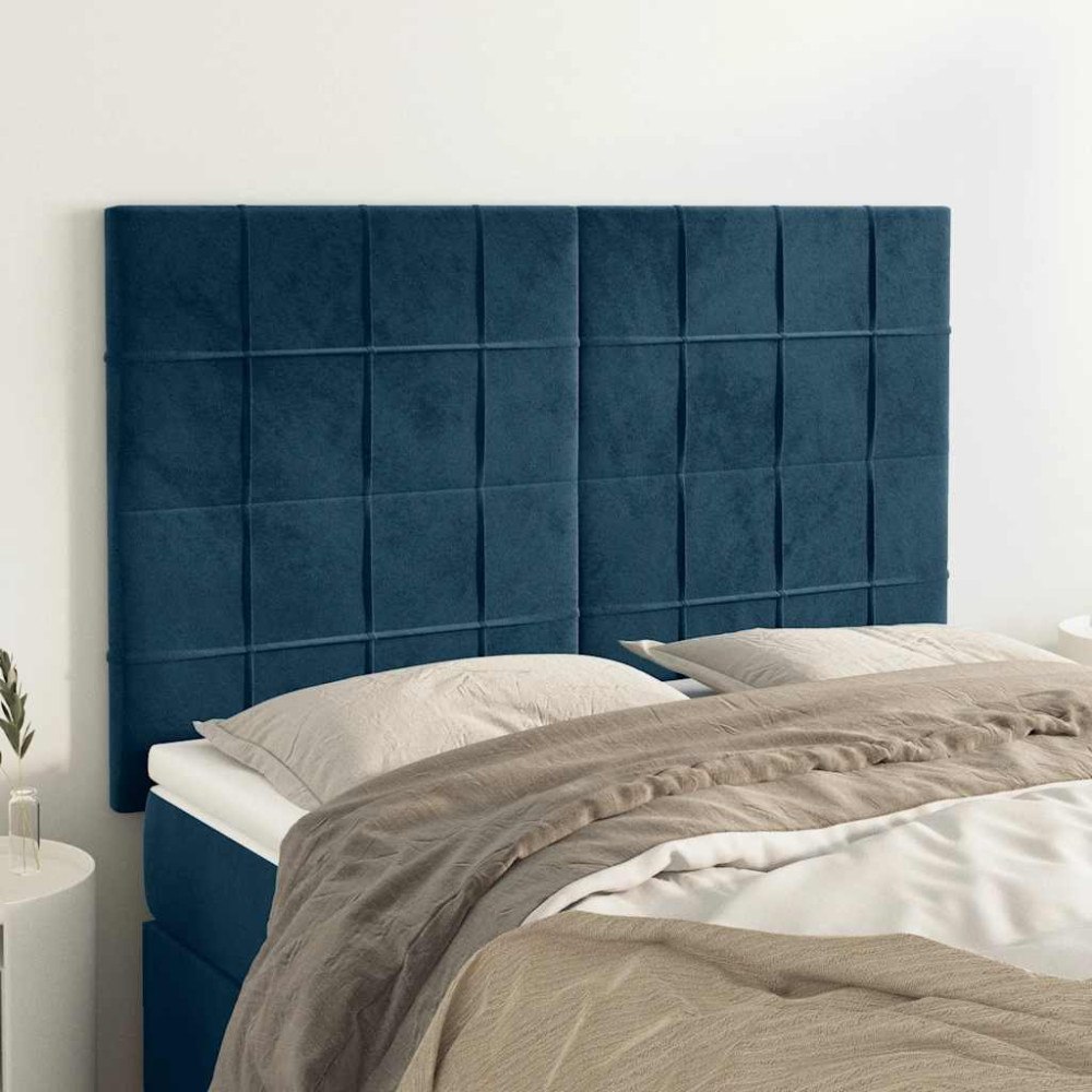 vidaXL Sänggavel mörkblå 144x5x118/128 cm sammet