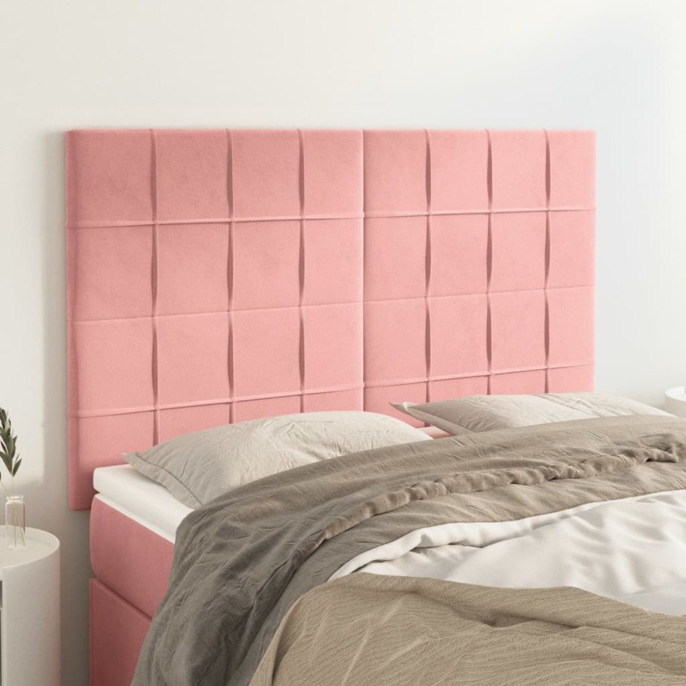 vidaXL Sänggavel rosa 144x5x118/128 cm sammet
