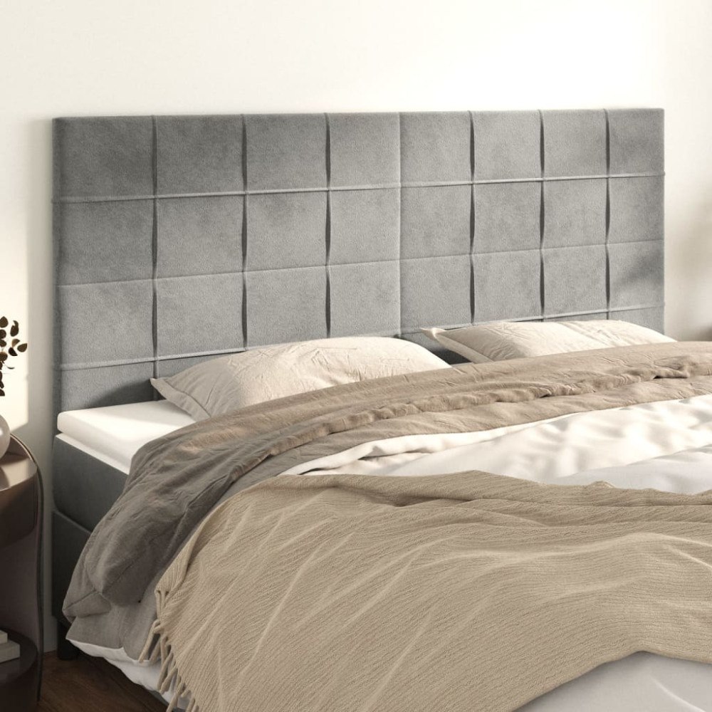 vidaXL Sänggavel ljusgrå 180x5x118/128 cm sammet