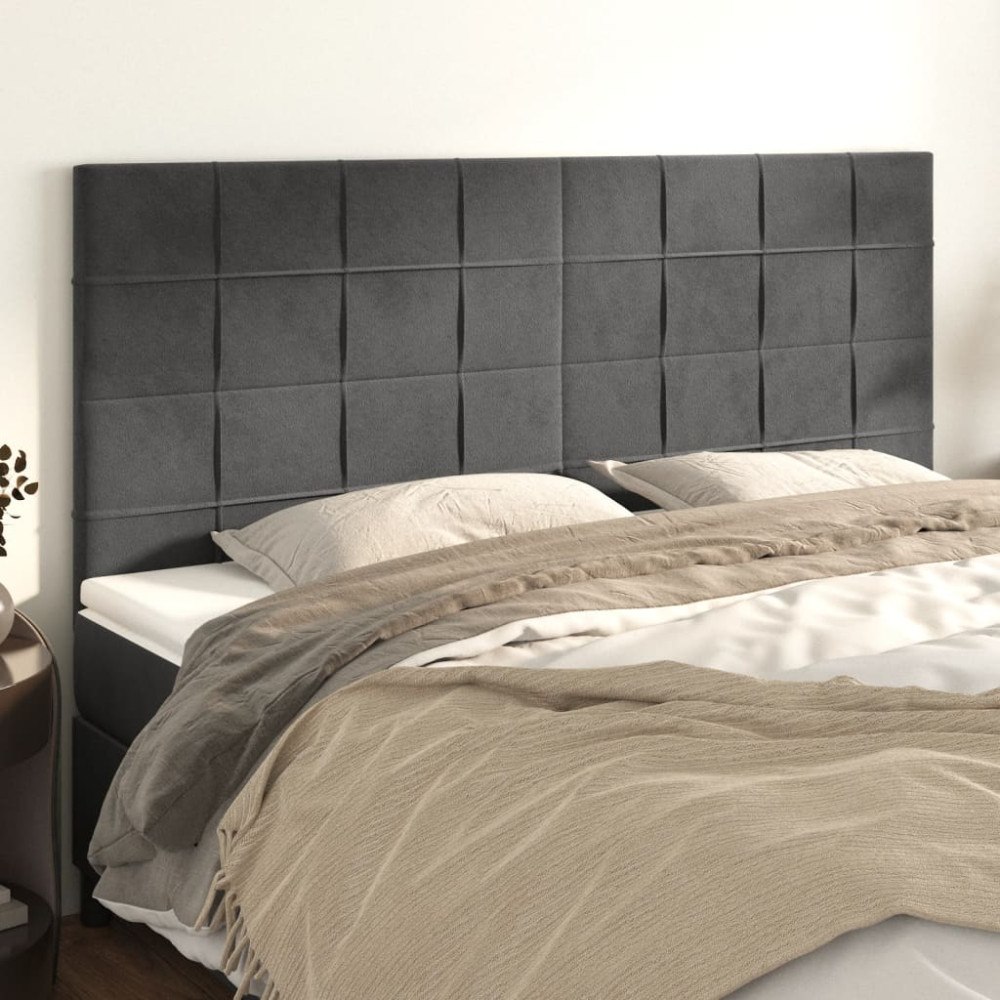 vidaXL Sänggavel mörkgrå 180x5x118/128 cm sammet