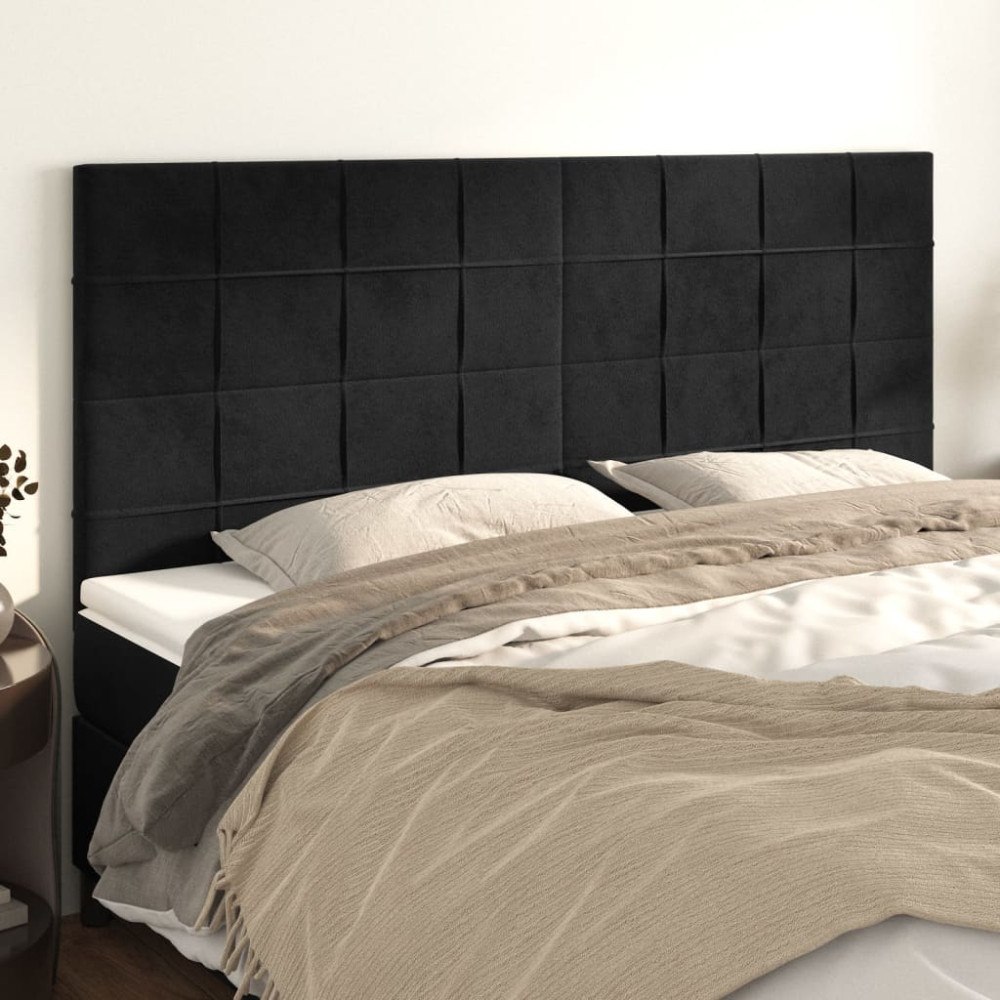 vidaXL Sänggavel svart 180x5x118/128 cm sammet