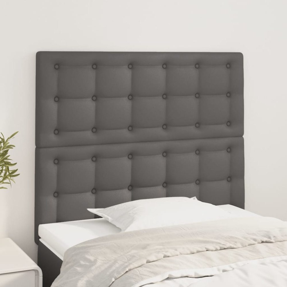 vidaXL Sänggavel grå 100x5x118/128 cm konstläder