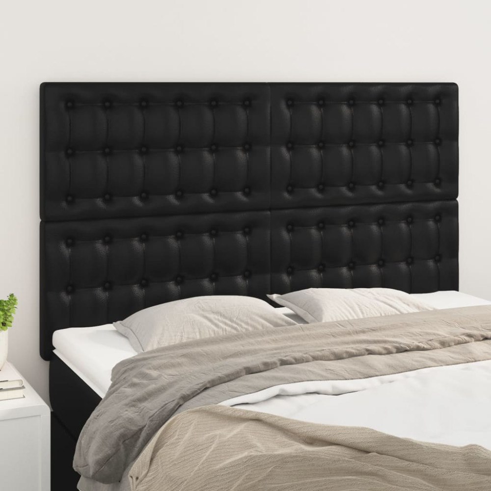 vidaXL Huvudgavel svart 144x5x118/128 cm konstläder