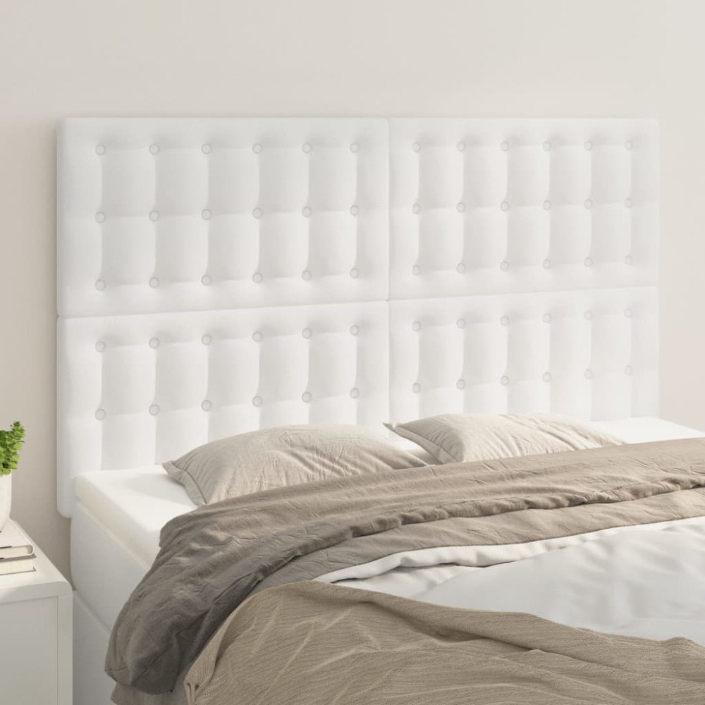 vidaXL Huvudgavel vit 144x5x118/128 cm konstläder