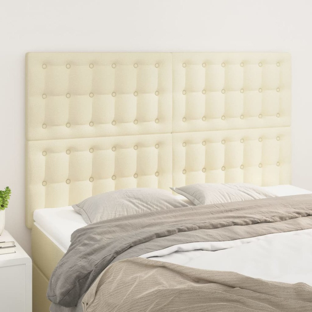 vidaXL Sänggavel krämfärgad 144x5x118/128 cm konstläder