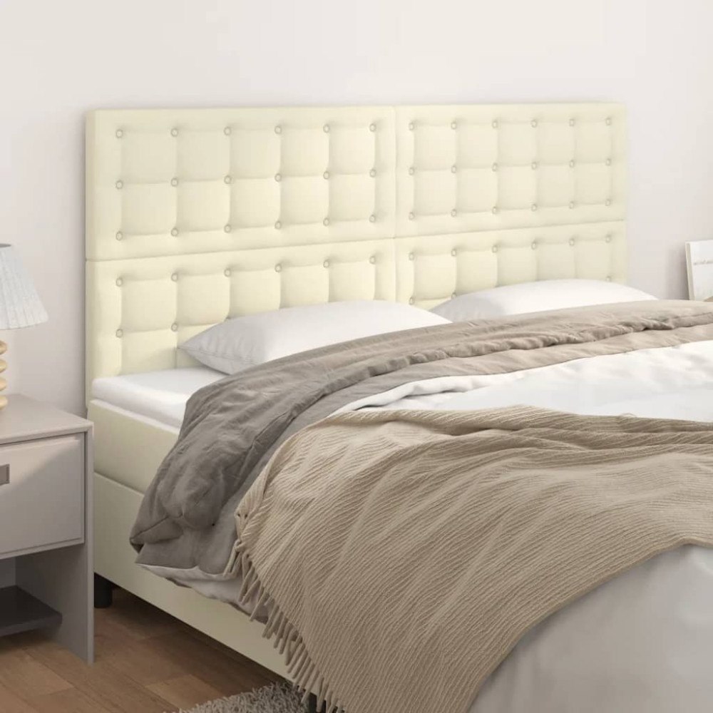 vidaXL Sänggavel krämfärgad 160x5x118/128 cm konstläder