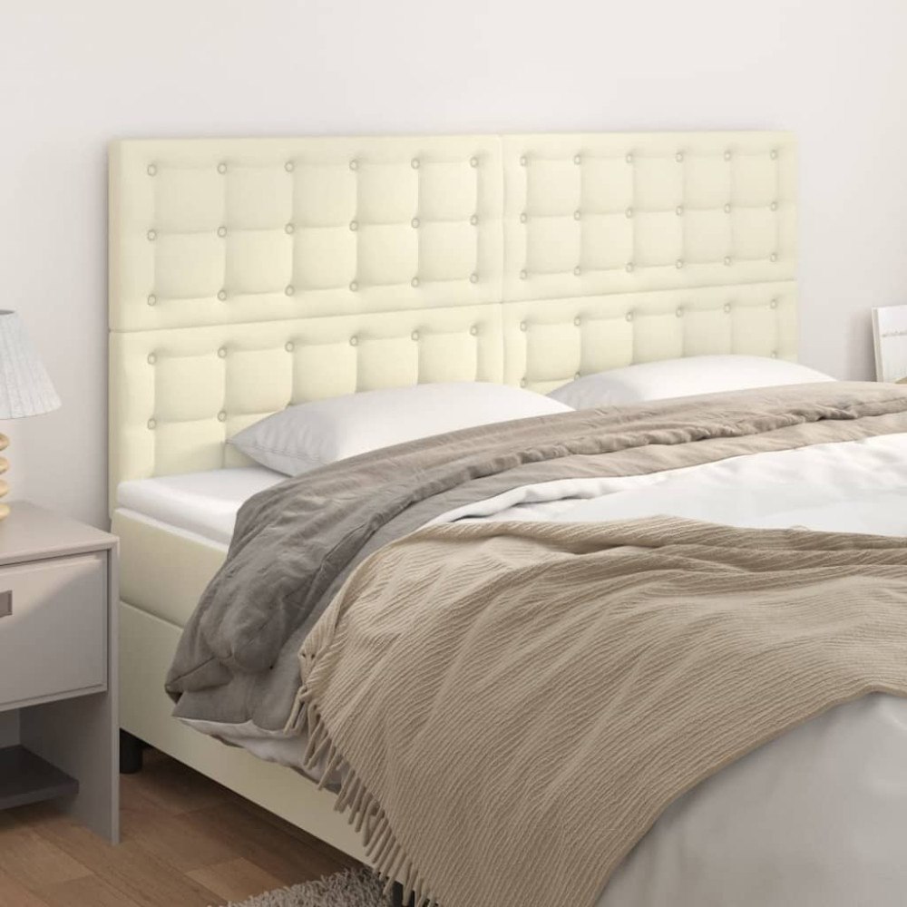 vidaXL Sänggavel krämfärgad 180x5x118/128 cm konstläder