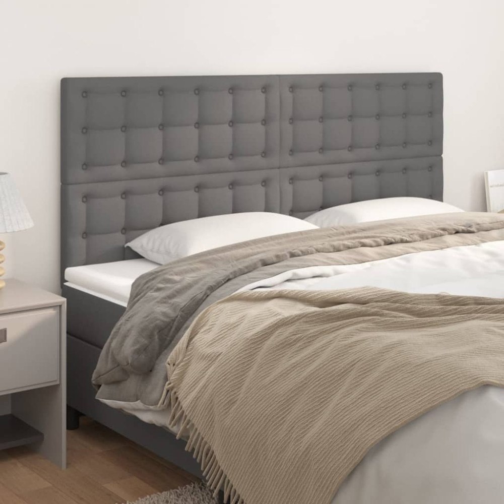 vidaXL Sänggavel grå 180x5x118/128 cm konstläder