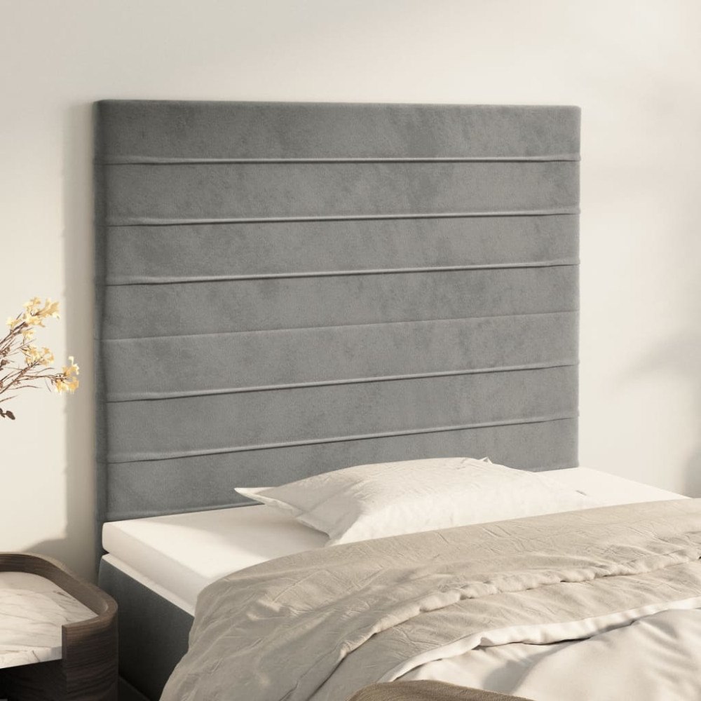 vidaXL Sänggavel ljusgrå 100x5x118/128 cm sammet