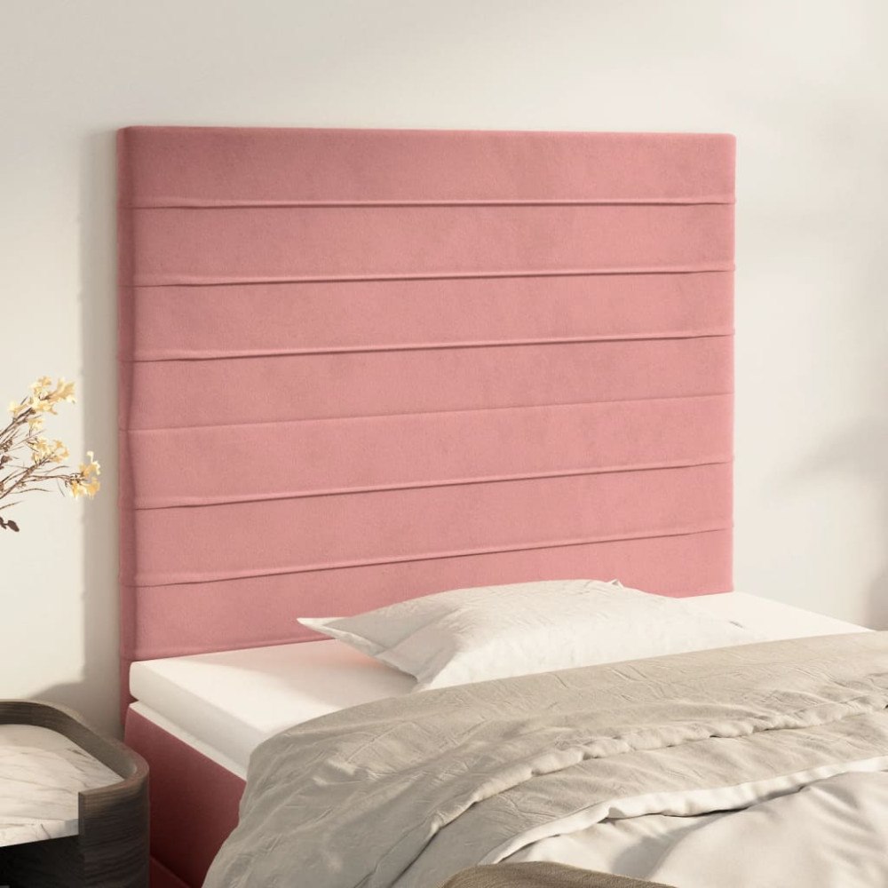 vidaXL Sänggavel rosa 100x5x118/128 cm sammet