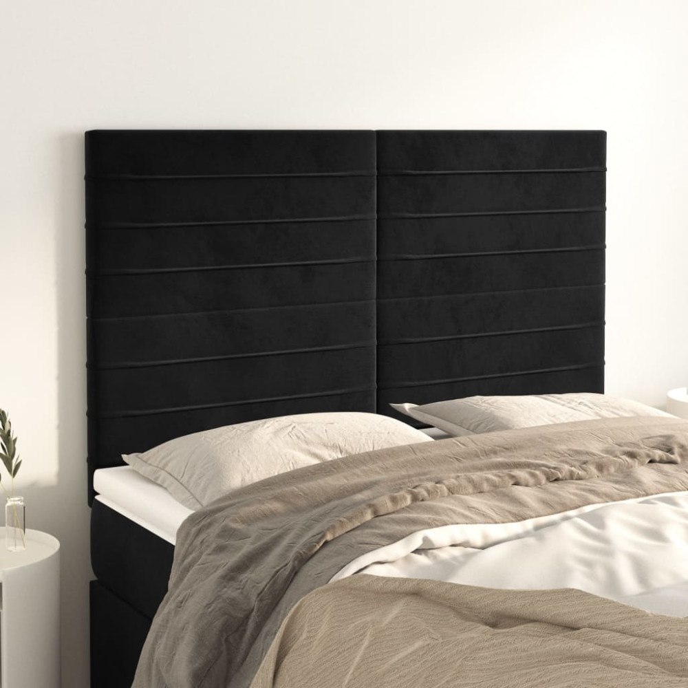 vidaXL Sänggavel svart 144x5x118/128 cm sammet