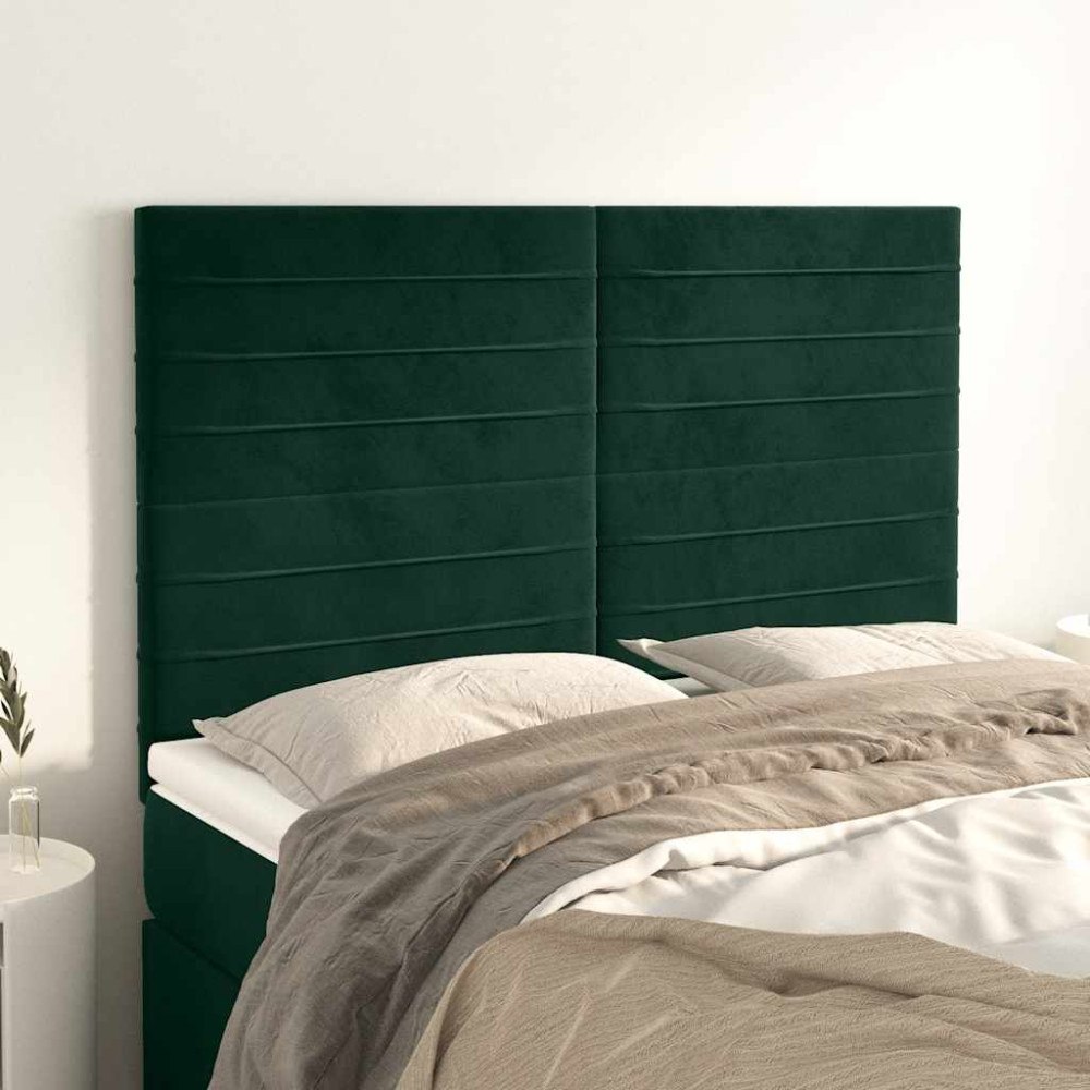 vidaXL Sänggavel mörkgrön 144x5x118/128 cm sammet