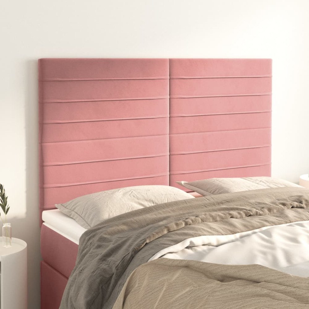 vidaXL Sänggavel rosa 144x5x118/128 cm sammet