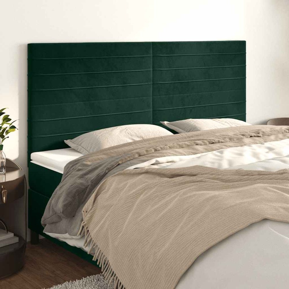 vidaXL Sänggavel mörkgrön 160x5x118/128 cm sammet