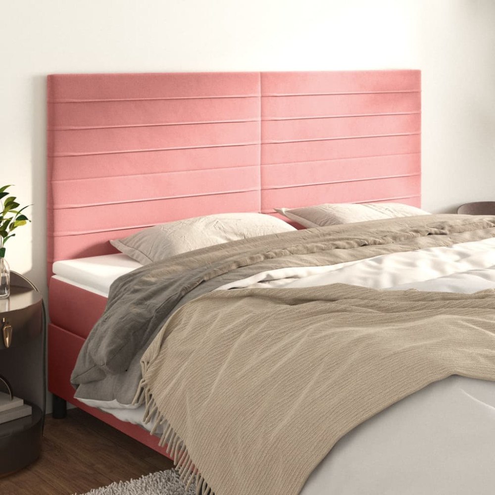 vidaXL Sänggavel rosa 160x5x118/128 cm sammet