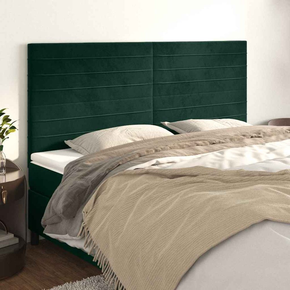 vidaXL Sänggavel mörkgrön 200x5x118/128 cm sammet
