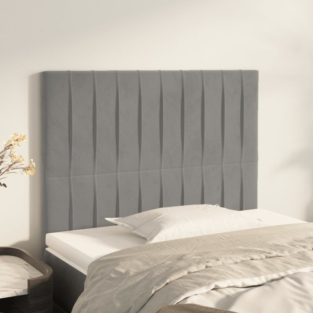 vidaXL Sänggavel ljusgrå 100x5x118/128 cm sammet