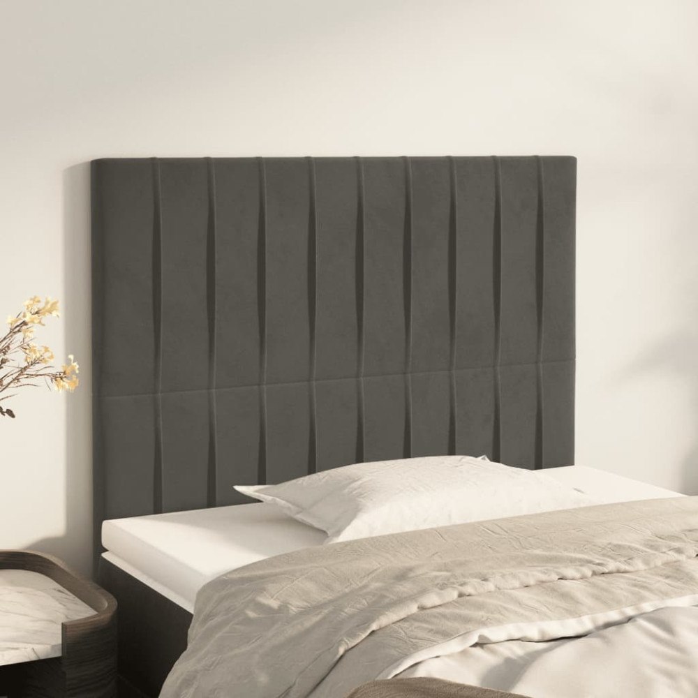vidaXL Sänggavel mörkgrå 100x5x118/128 cm sammet