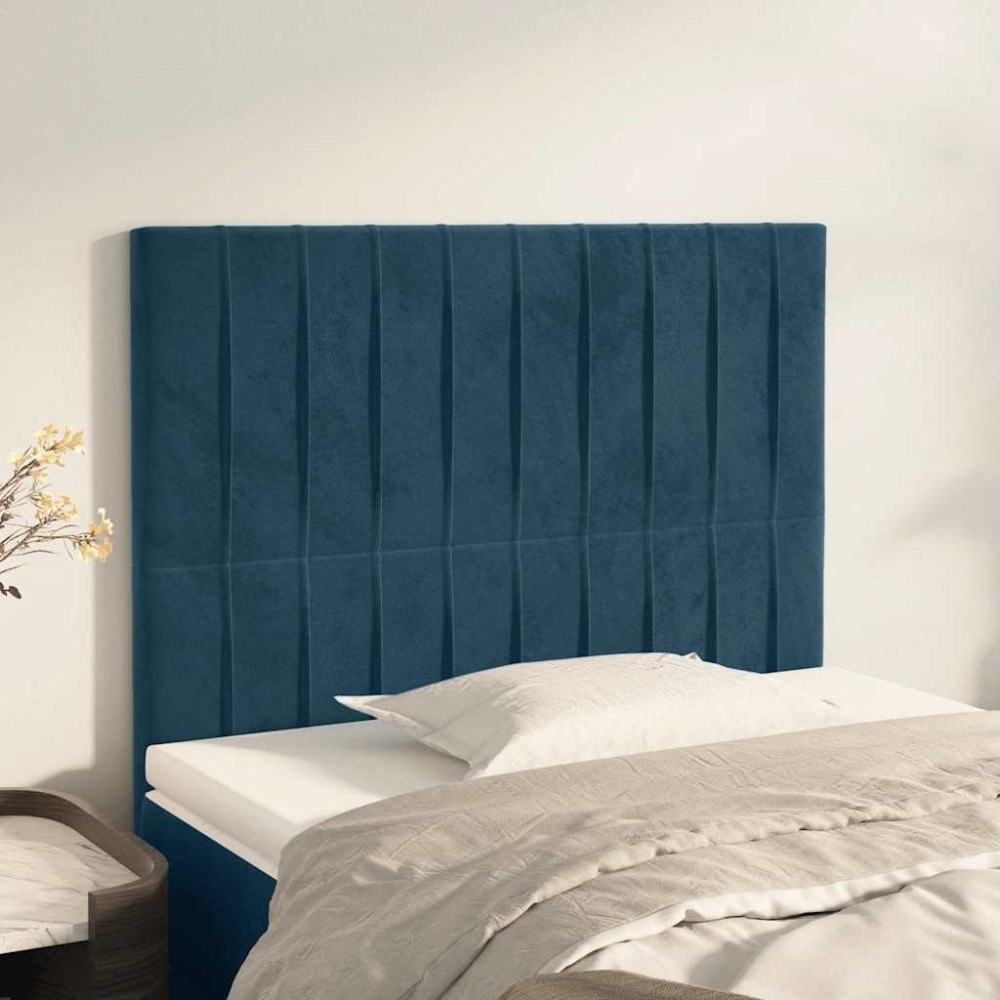 vidaXL Sänggavel mörkblå 100x5x118/128 cm sammet